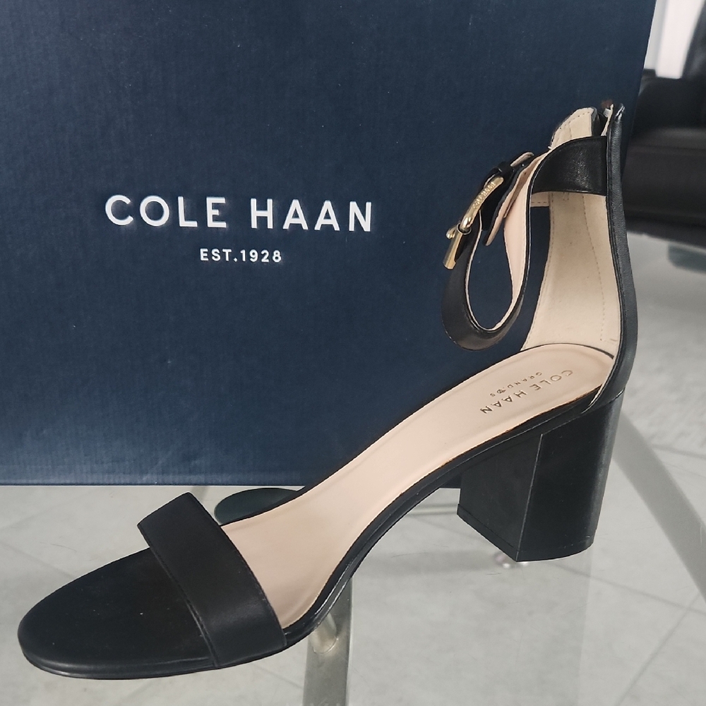 Cole Haan Black Heels Refined Block Design